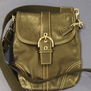 Coach Brown Messenger Bag with Gold Hardware